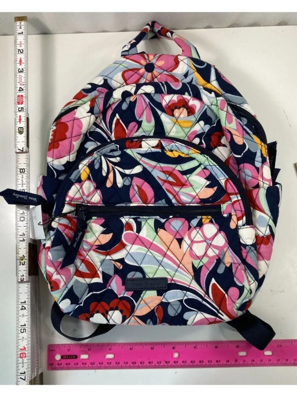 Vera Bradley Essential Compact Backpack Mod Paisley Pink Blue Travel Casual Bag